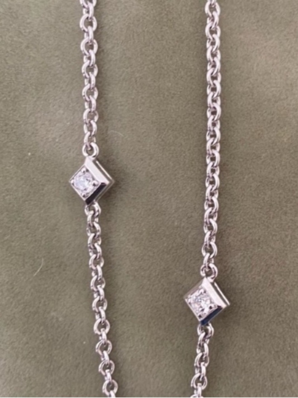Judith Ripka Sterling Silver Cubic Zirconia Station Necklace - CZ ❤️lock